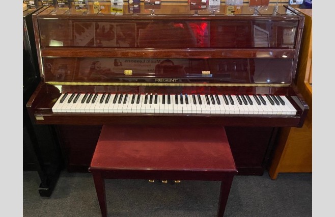 Used Regent Modern Polished Mahogany Upright Piano All Inclusive Package - Image 1